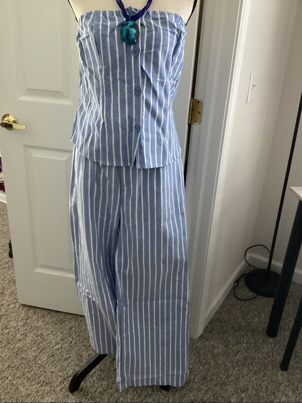 summer stripe 2 piece pant set